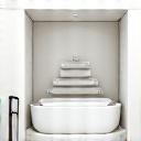 Icon depicting a modern bathtub and shower area, for bathroom renovations.